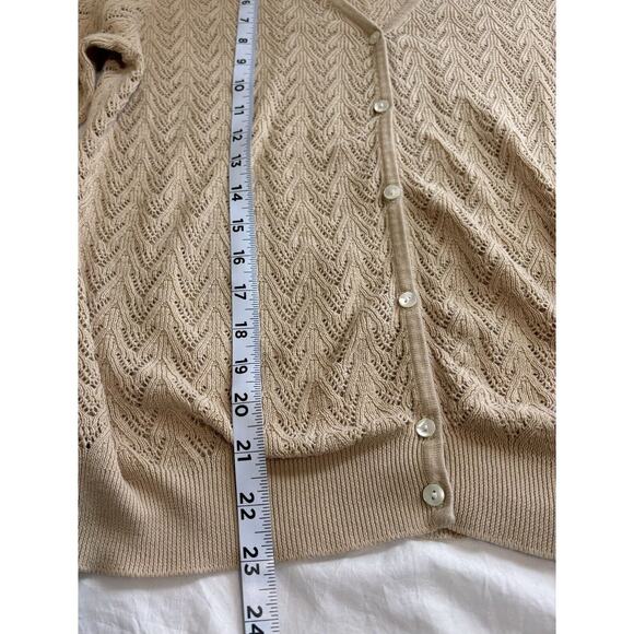 Long Sleeve Button Up Cardigan Granola Girl Y2K Eddie Bauer womens Size M Tan - Picture 7 of 8